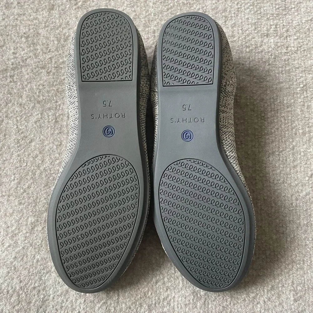 Rothy’s Shoes Womens Size 7.5 The Flat Taupe Heather Grey Casual Knit Flats